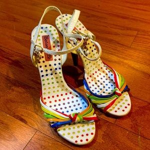 Betsey Johnson Rainbow Dots Heels w/ charms
